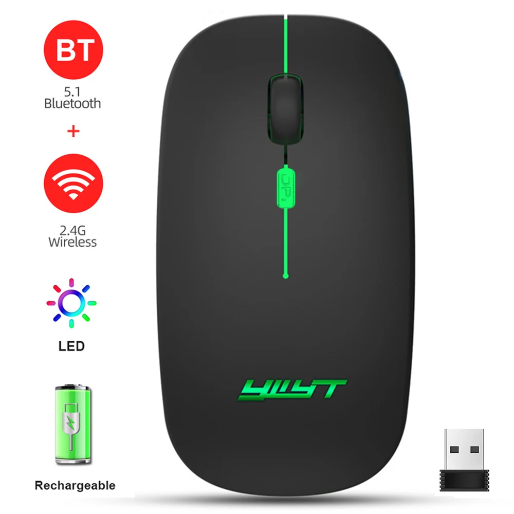 

YWYT G852 Silent Wireless Bluetooth Mouse Dual Mode 2.4GHz Portable Mini Mouse for Laptop Notebook Office Gaming