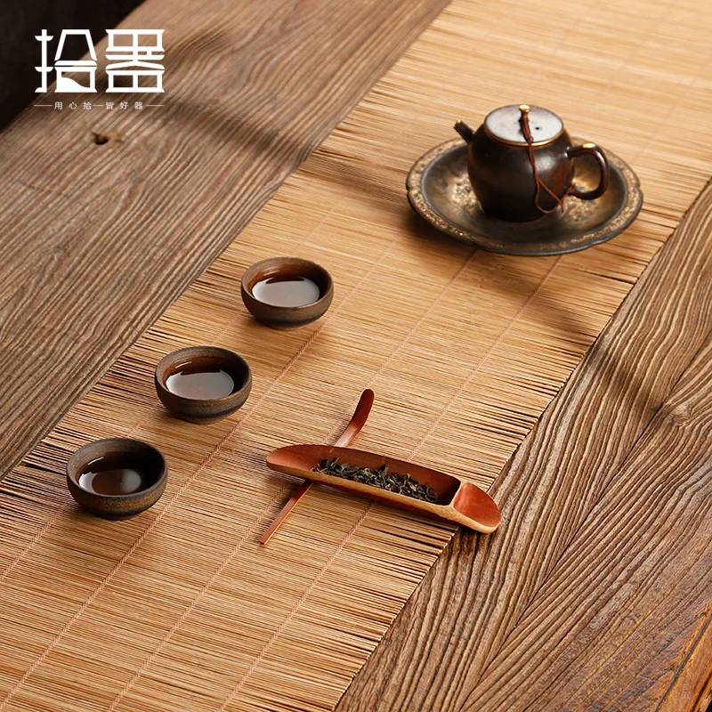 Chinese style bamboo mat tea table flag dry bubble cloth cup pad towel Zen curtain | Дом и сад