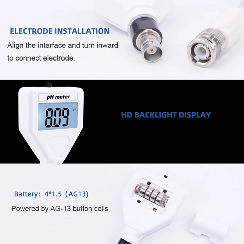 Digital PH Meter Tester Water Quality Analyzer BNC Repalceable Probe ATC Acidimeter for Cheese Meat Soil Cosmetics | Инструменты