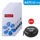 Аккумуляторы для слухового аппарата, размер 675 za, 30 шт. в упаковке, синий Tab PR44, 1,45 в, тип A675, усилитель цинкового аккумулятора Air с чехлом