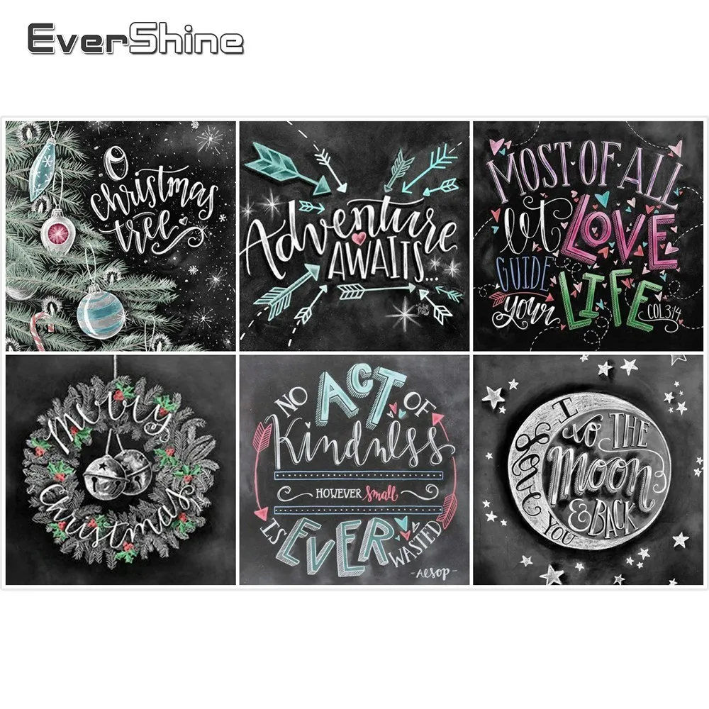 EverShine DIY Diamond Embroidery Cartoon Painting Full Square Paint With Diamonds Mosaic Blackboard Drawing Wall Decor|Алмазная