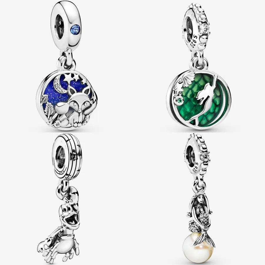 Новинка Стерлинговое Серебро 925 пробы лиса и кролик Ариэль болтается шарм