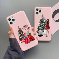 new year merry christmas girl candy color pink phone cover for iphone 11 12 13 pro max x xr xsmax 6 6s 7 8 plus soft tpu case