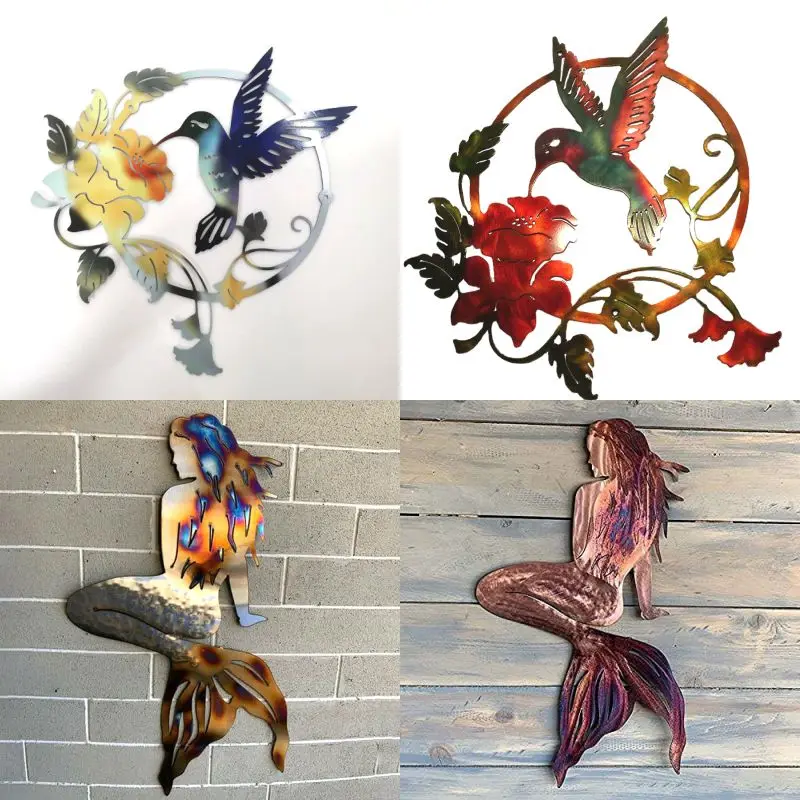 

Резьба, украшение для садоводства, Русалка, металлическое художественное настенное украшение для сада, гостиной, спальни, настенное оформл...