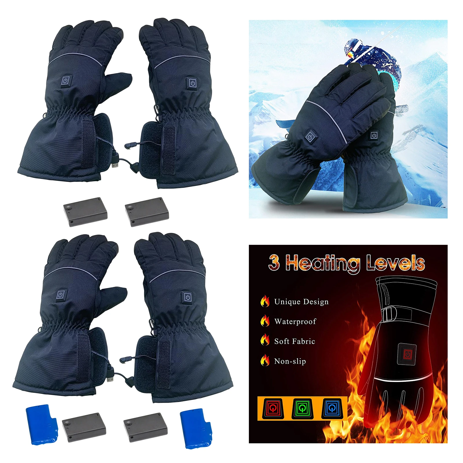 

Motorcycles Electric Heated Gloves Rechargeable Battery Warm Glove Windproof