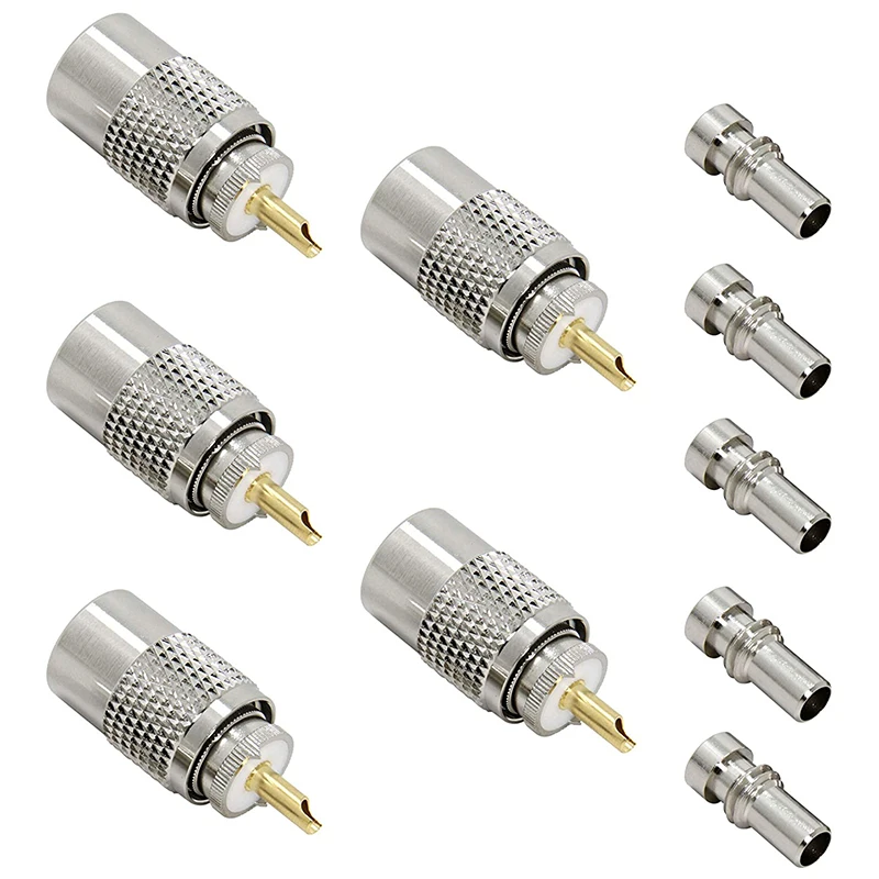 

5-Piece PL-259 UHF Male Welding Connector Plug 50Ohm For RG59 RG8 RG8X LMR-400 RG-213 Coaxial Cable