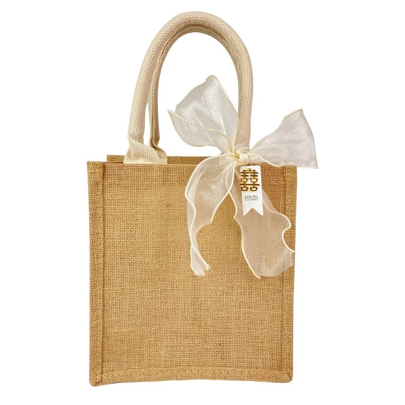 

Personalized Wedding Mrs Burlap Tote Bag Bridal Party Retro Beach Bag Bridesmaid Custom Jute Tote Bag Literary Simple Gift