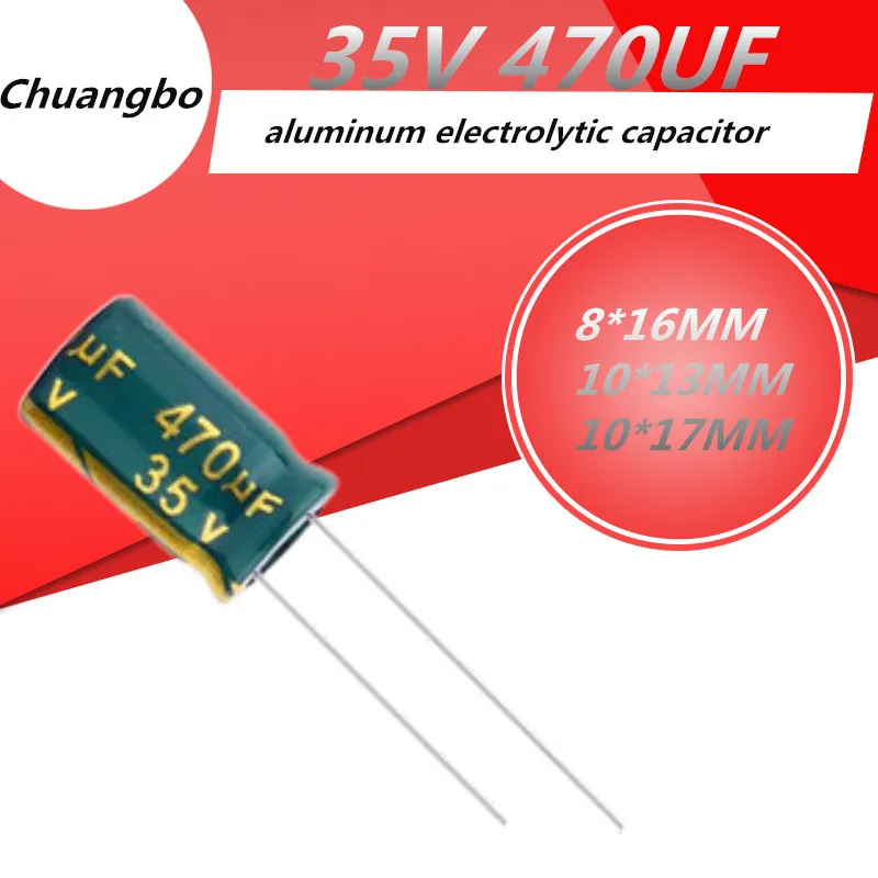 

10pcs 35V470UF 35V 470UF 8*16 10*13 10*17MM Higt quality low ESR/impedance high frequency aluminum electrolytic capacitor