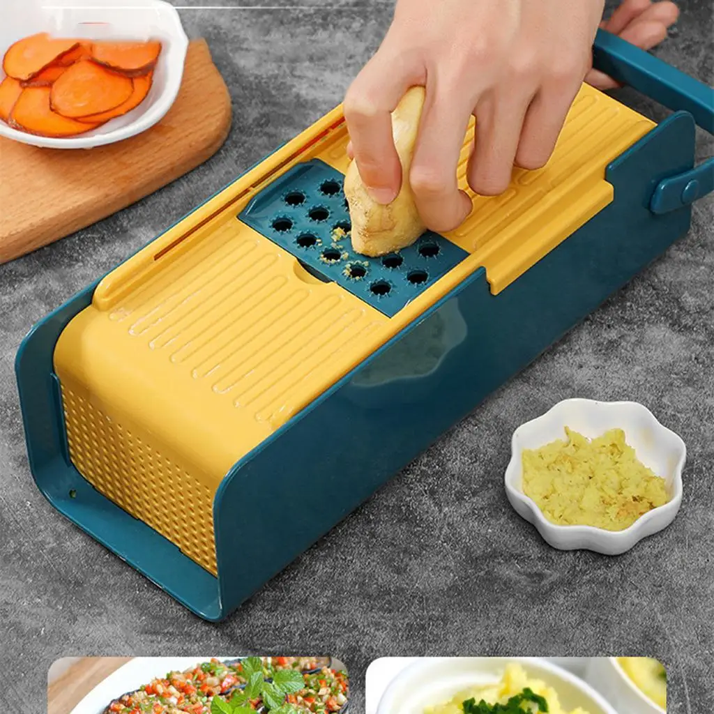 

6 в 1 овощерезка, регулируемая с контейнером, многофункциональная Терка с несколькими лезвиями, резак для еды, фруктов, овощей