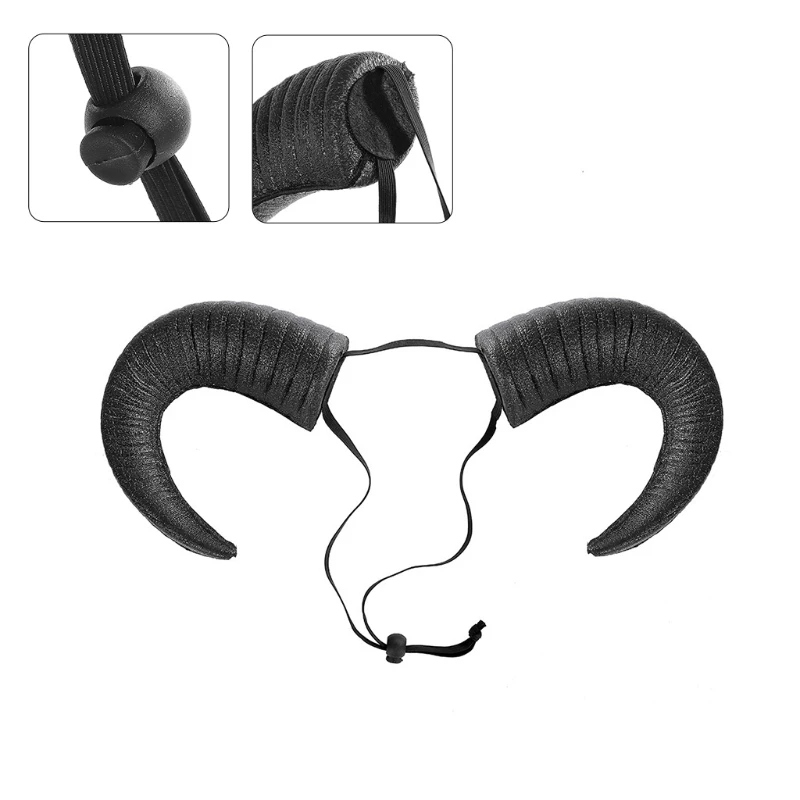 

63HC Devil Horn Headband Cosplay Headwear for Halloween Party Wear Ox Horn Hair Band Birthday Headpiece Party Supplies