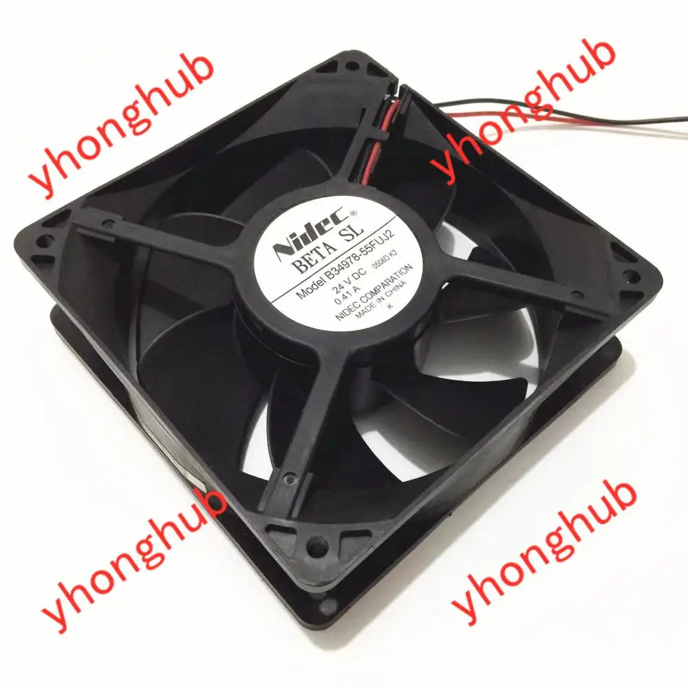 Вентилятор охлаждения сервера Nidec B34978 55FUJ2 DC 24V 0.41AMP 2 провода 120x120x38 мм|square fan|server fandc