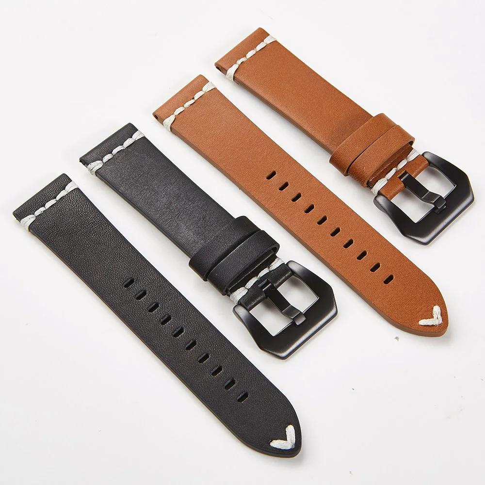 Ремешок из натуральной кожи для наручных часов Fossil Tissote Timex Omega 22/24/18 мм | Наручные