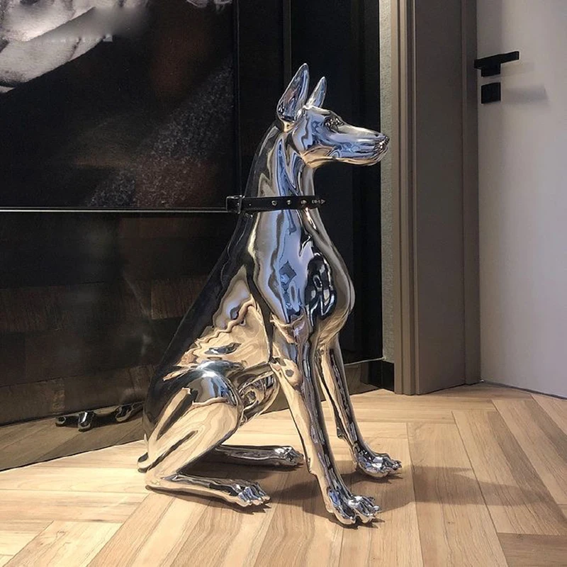 

1PCS Home r Sculpture Doberman Dog Large Size Art Animal Statues Figurine Room Decoration Resin Statue Ornamentgift Holiday Gift