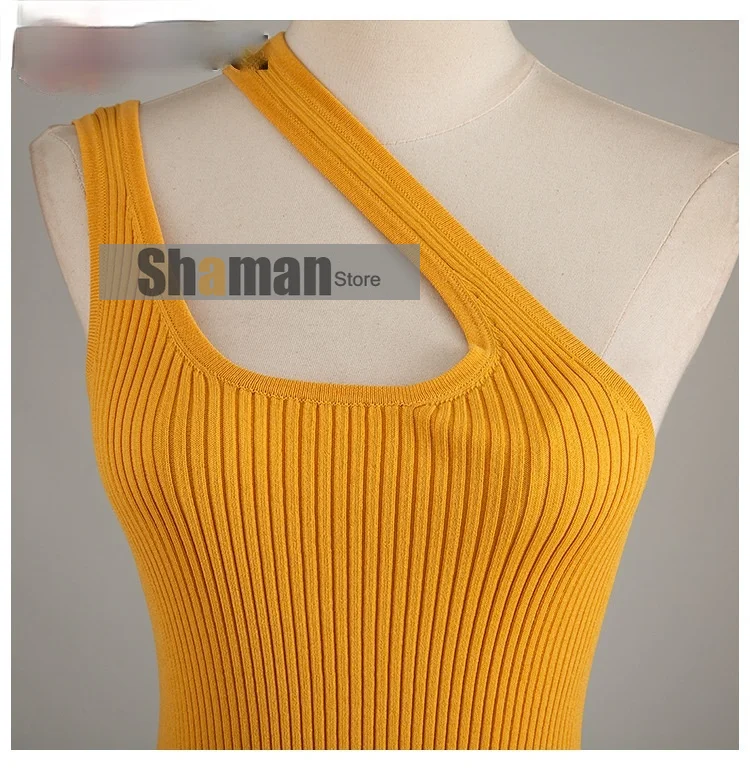 luxury designer women 2021 summer Camisole Top Female Temperament Shoulder Neck Elastic Slim Thin Knitted sexy Tops Tanks Camis
