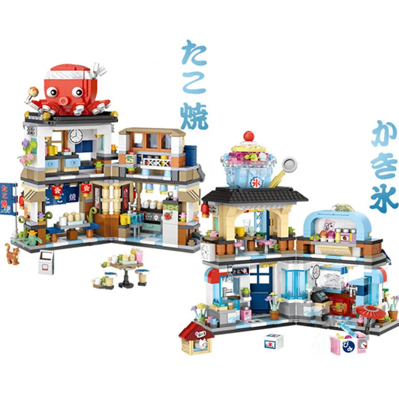 

LOZ Mini Bricks City Street View Takoyaki Shaved Ice Shop Model Building Blocks DIY Kit Educational Kids Toys For Children Gifts