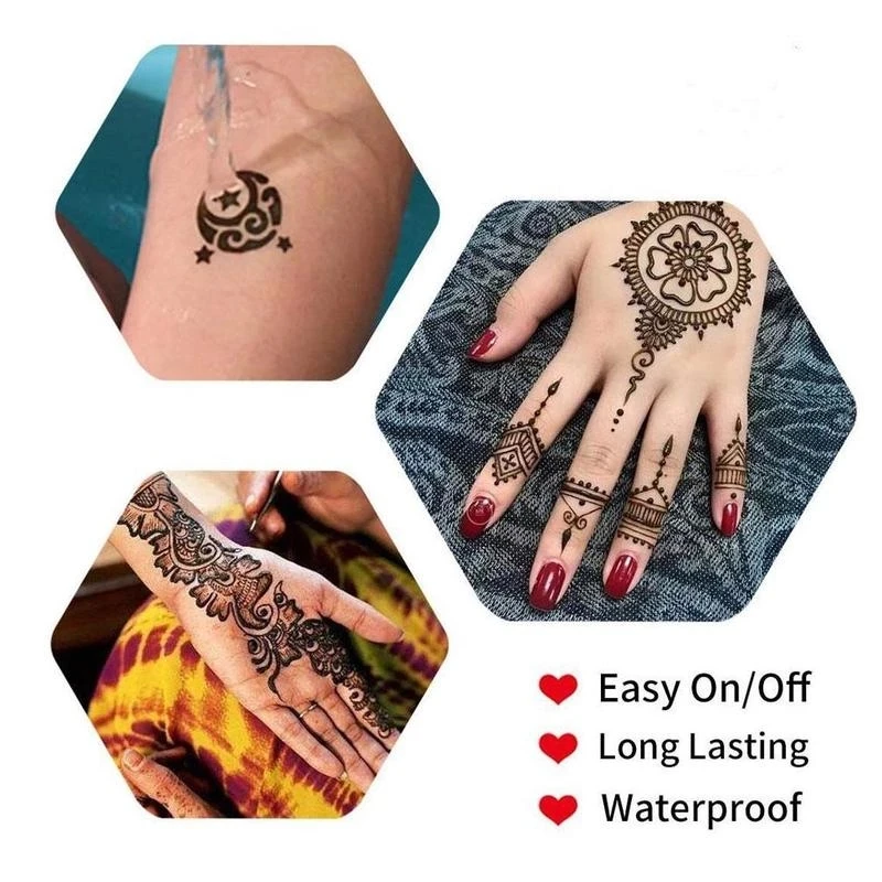 1pc Natural Indian Henna Tattoo Ink Black Mehndi Paste Cones Body Art Sticker Mehndi Body Paint Henna Cones Temporary Tattoo