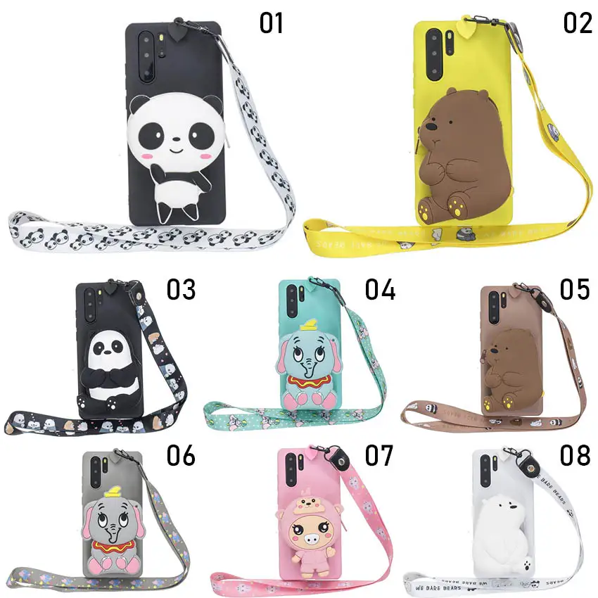 

Bear elephant wallet Case With Strap Phone Cover For Samsung Galaxy S21 S21 Ultra A72 A52 A71 A51 A91 A81 A71 51 A41 A31 A21 A11