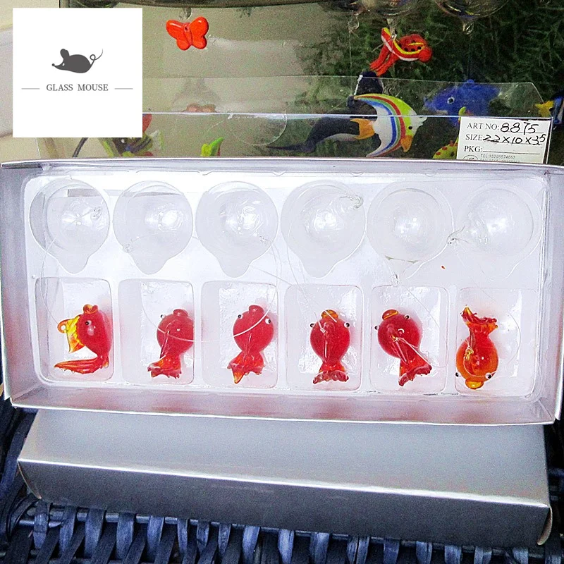 

Floating glass fish Aquarium decoration ornaments Miniature Figurine Handmade glass Fish statue Blown Glass Bubble balls Pendant