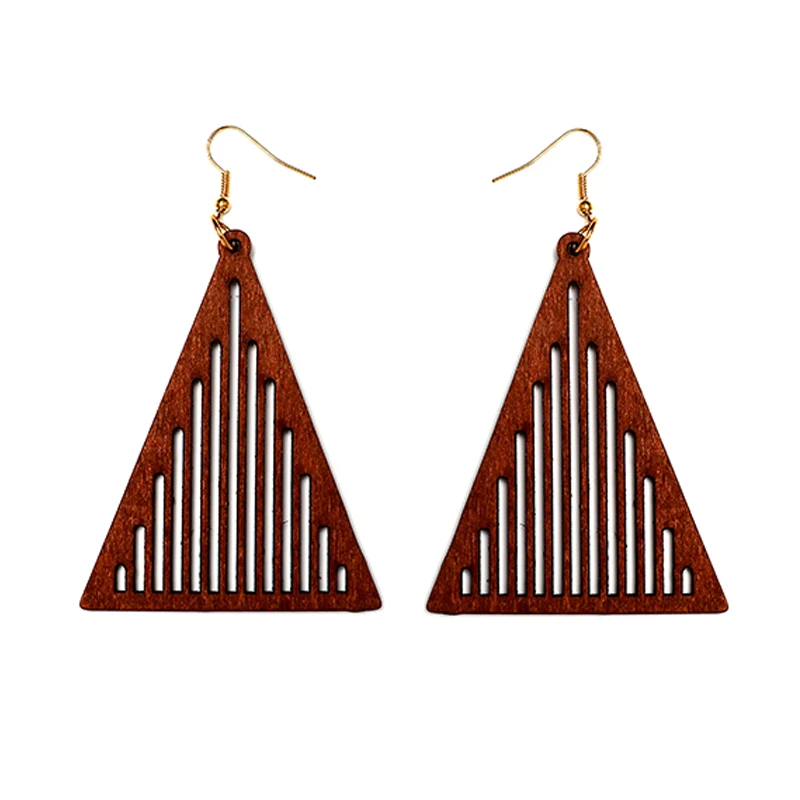 YULUCH Модные Женские Треугольные деревянные полые Билайн Простые украшения для