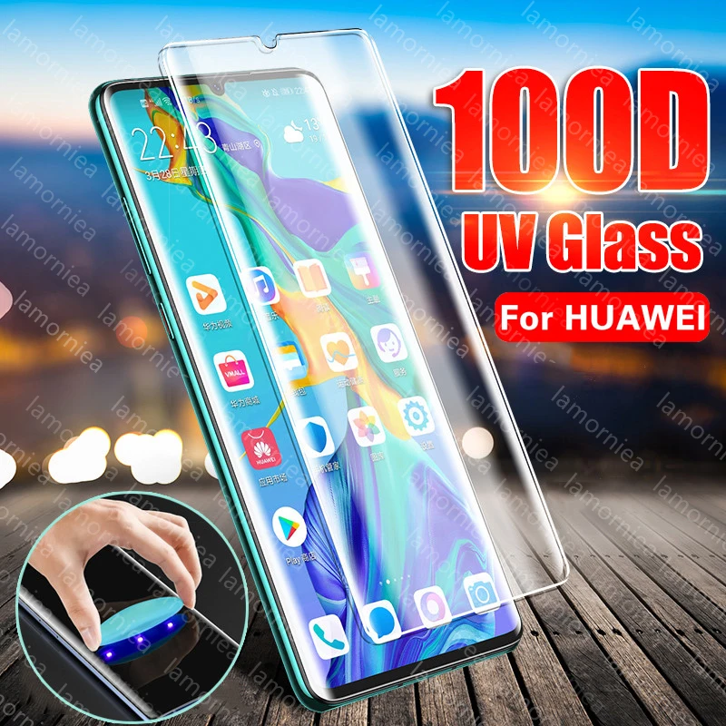 Ультрафиолетовый жидкий клей закаленное стекло для huawei P30 P20 Pro защита экрана Lite