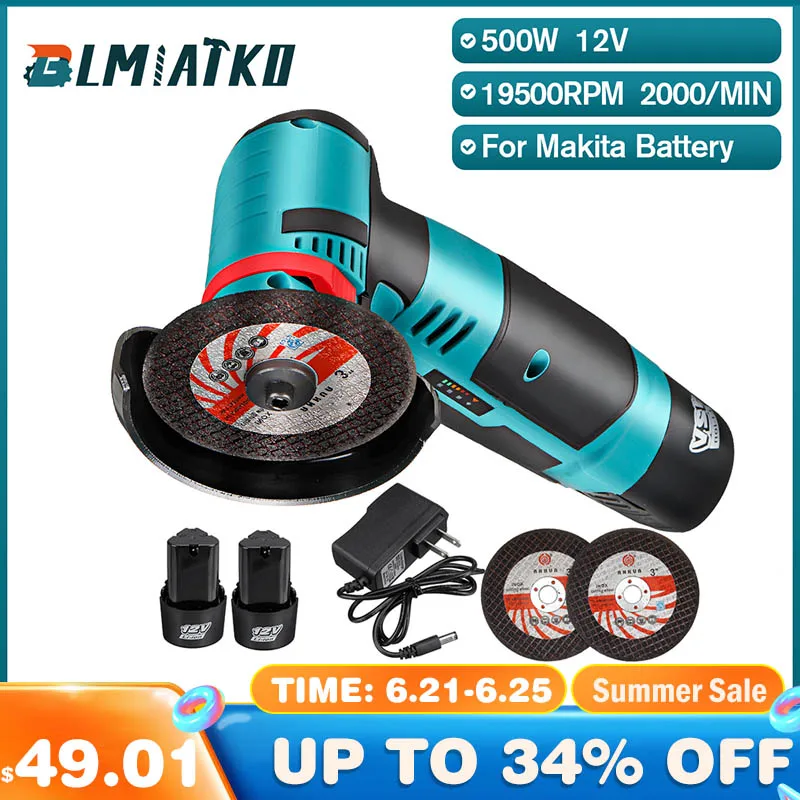 BLMIATKO 12V 500W бесколлекторный угловая шлифовальная машина аккумуляторная для