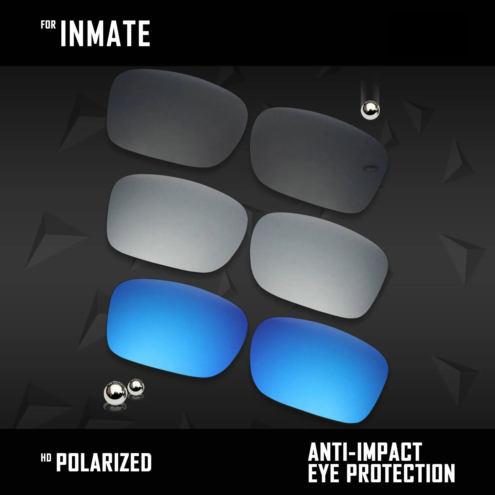 3 пары поляризованных солнцезащитных очков OOWLIT Сменные линзы для Oakley Inmate черные