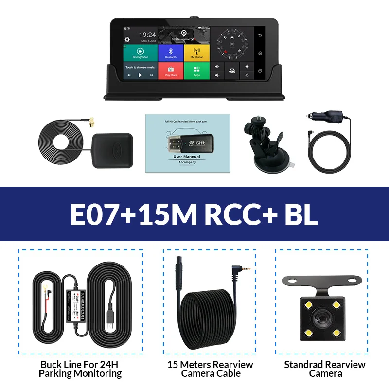 E-ACE E07 1080P HD 4G Автомобильный видеорегистратор Камера ADAS видео рекордер Android 5,1 gps навигация удаленный монитор грузовик видеорегистратор двойная камера s