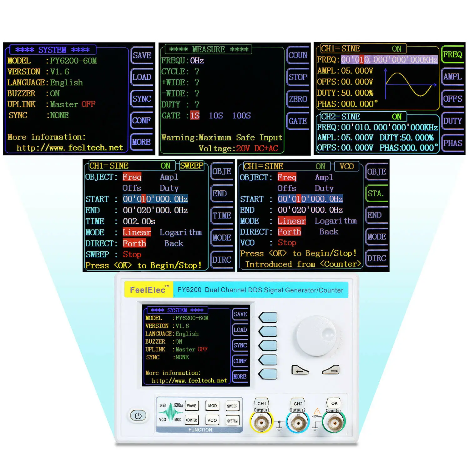 30 м 60 МГц функциональный генератор сигналов 3 2 &quotLCD цифровой DDS двухканальная