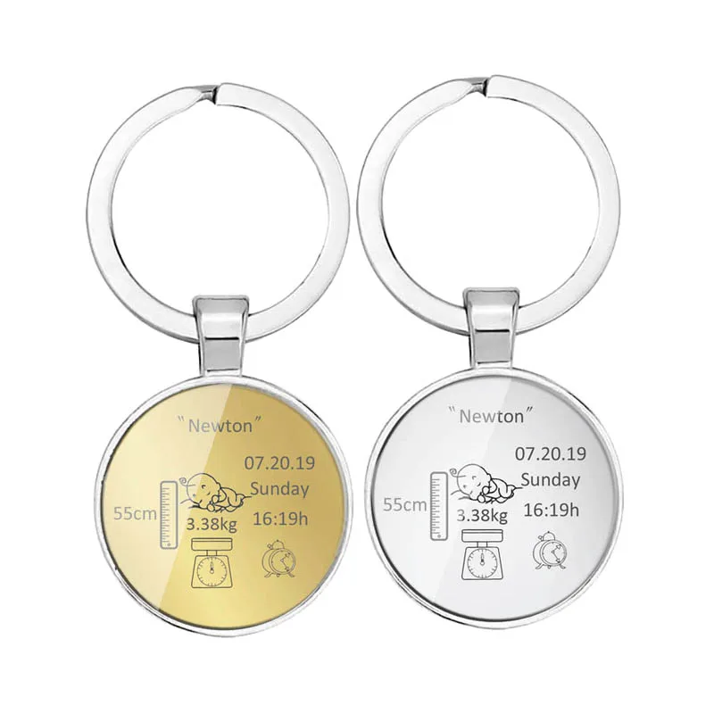 Круглый брелок для ключей детей персонализированная дата рождения вес высота