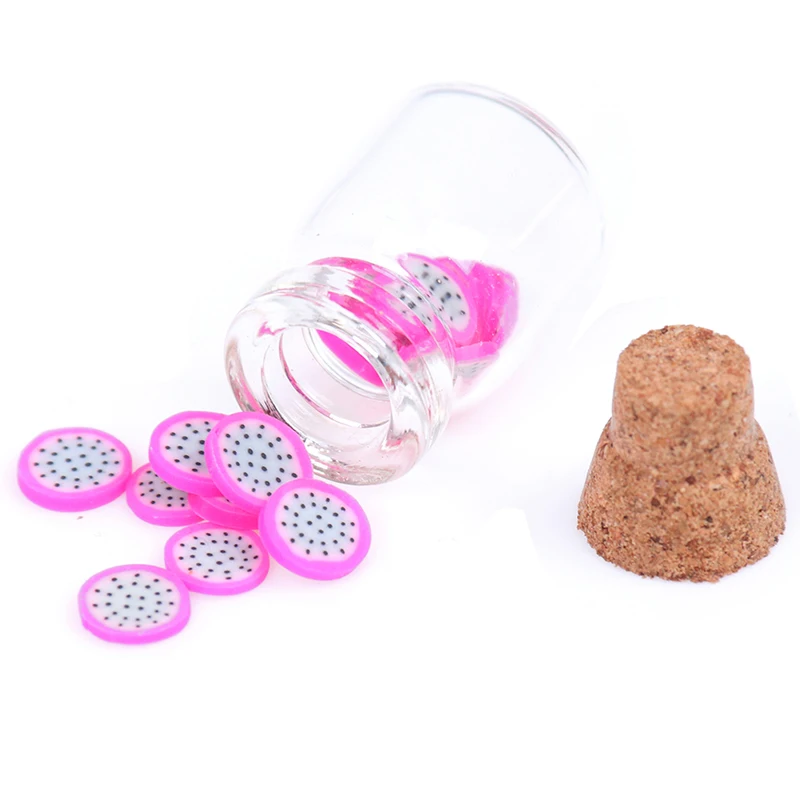 1 шт Мини Поддельные фрукты ломтик стеклянная бутылка может W \ пробковая кукла