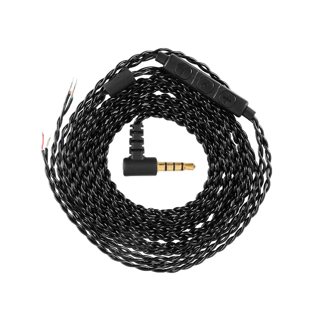 3 5 мм DIY Сменный кабель для наушников медный посеребренный провод с микрофоном