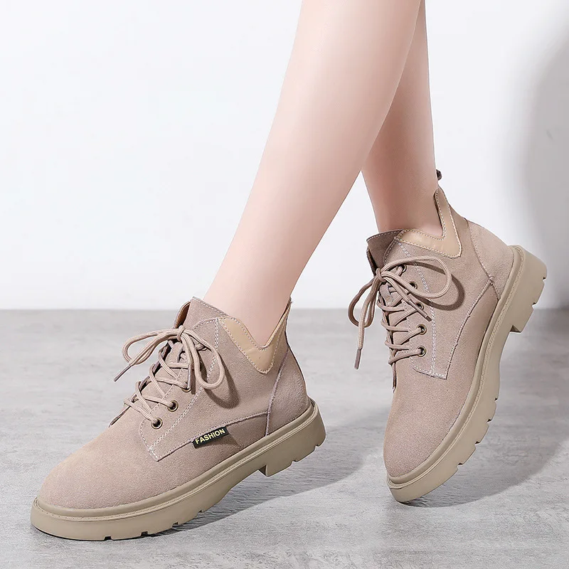 

Nubuck Leather Women Motorcycle Boots Punk Snow Boots Female Shoes Women Autumn Thick Heel Ankle Boots