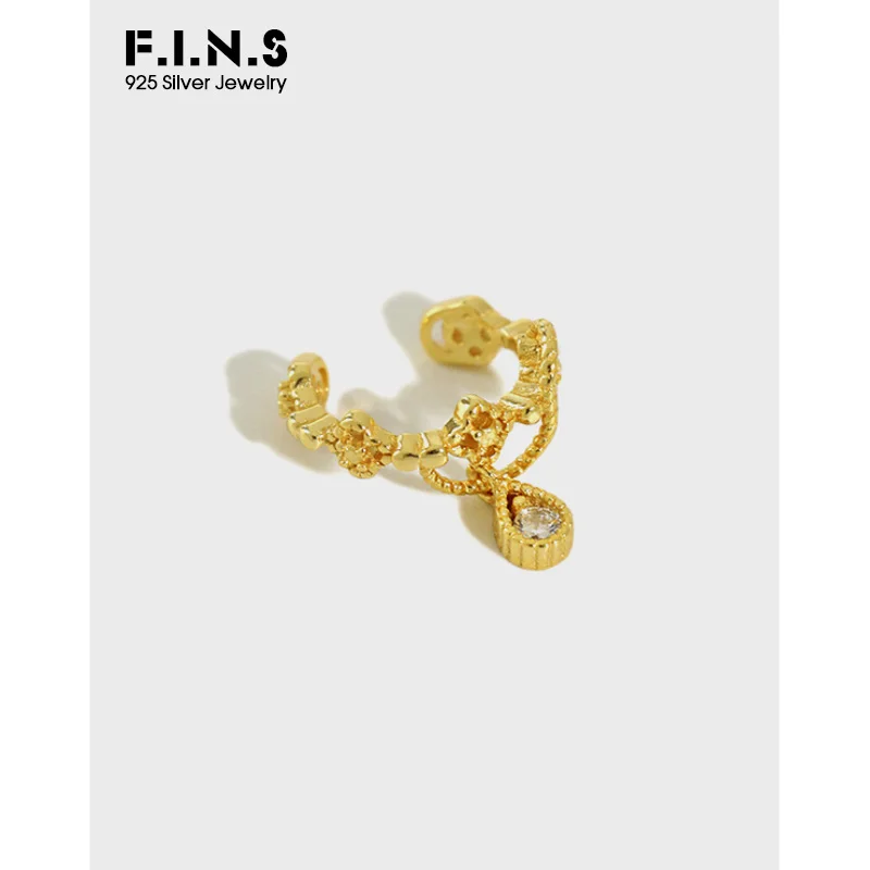 F.I.N.S 1 шт. Deliate Clover клипса на ухо в виде листьев серьги из чистого серебра 925 пробы