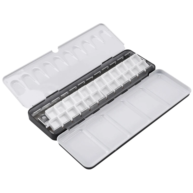 Половинная коробка [средний размер] с 24 ячейками для акварельных красок Палетка