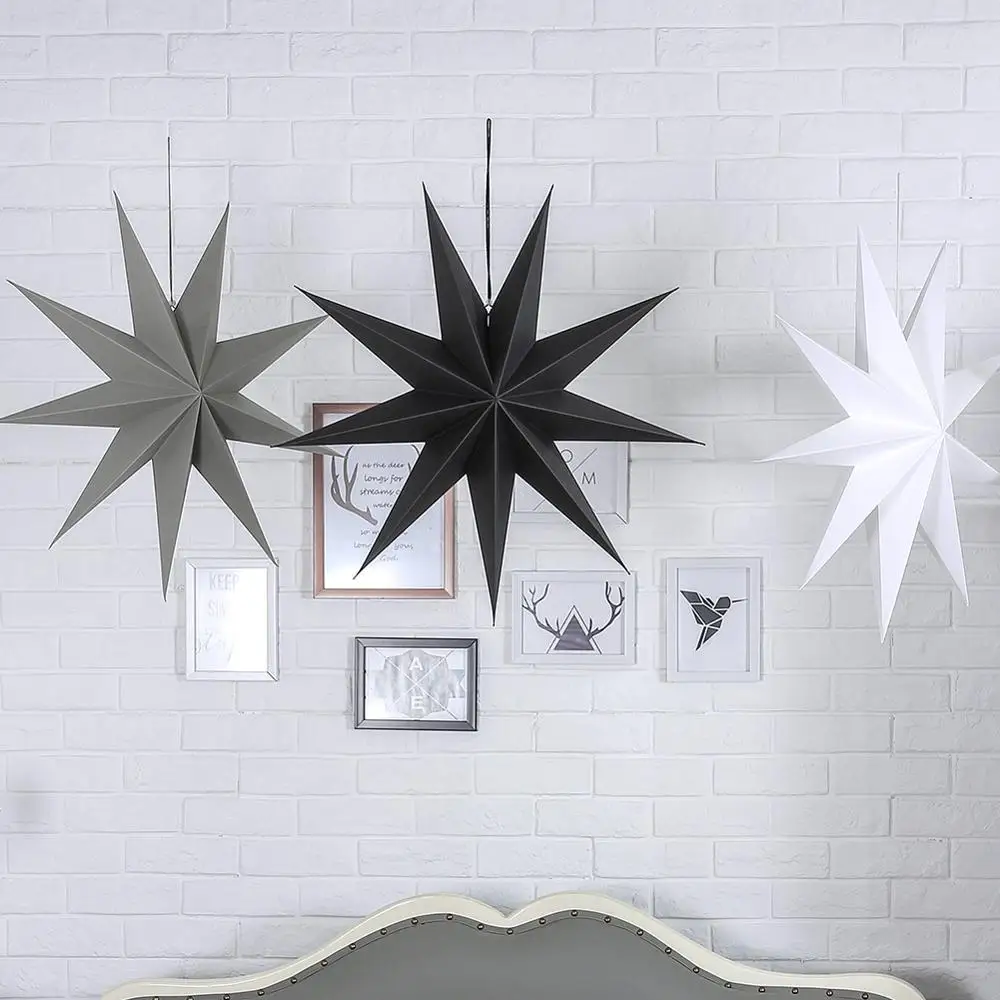

Christmas Party Decorations 60cm 9 Angle Paper Star 3D Hanging Paper Star Lanterns for Christmas Wedding Shower Home Decorations