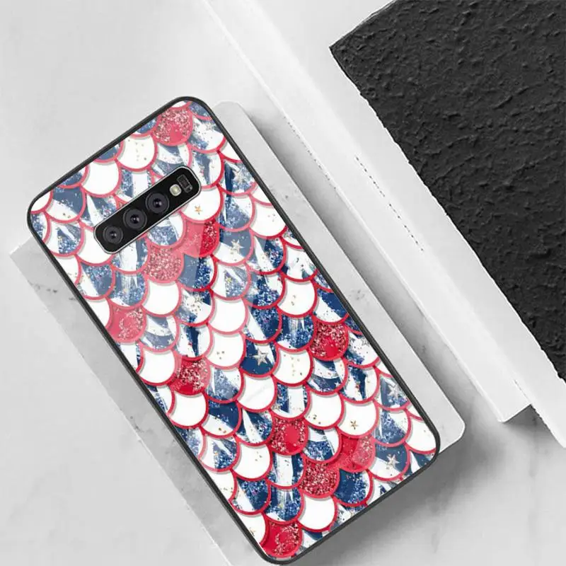 

Fish Scales Phone Case For Samsung S10 S20 S9 Plus Note9 10 Case Glass Case For Samsung Galaxy S10