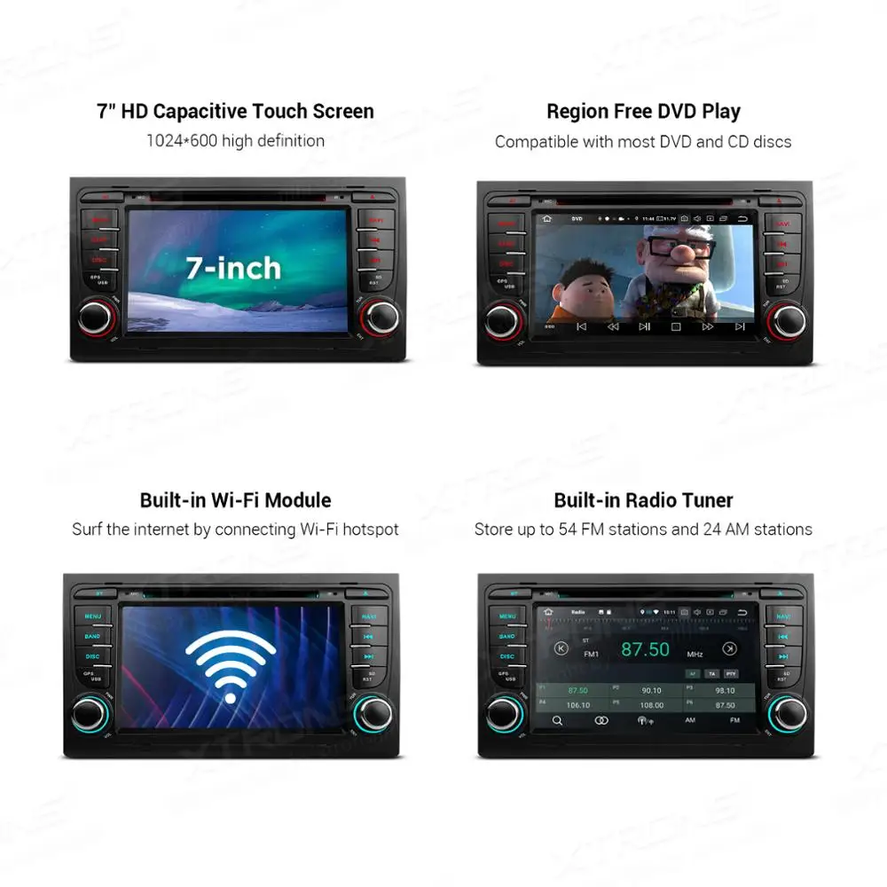 Автомобильный стерео DVD плеер XTRONS 7 дюймов PX5 Android 10 0 радио GPS TPMS OBD DVR WIFI для Audi A4 B6 B7