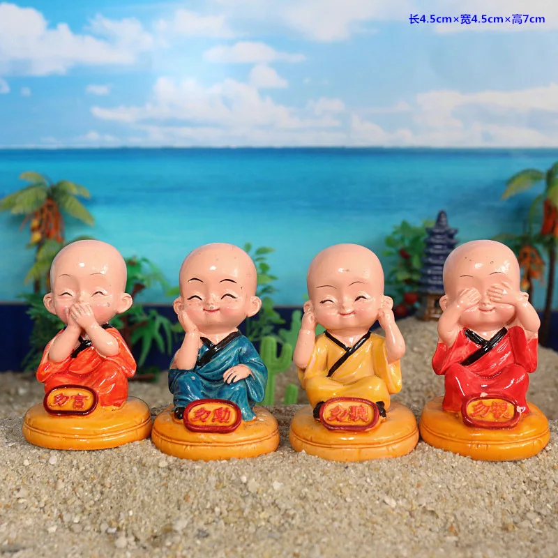 

4pcs The monk does not move, does not listen, does not speak, does not look Resin decoration