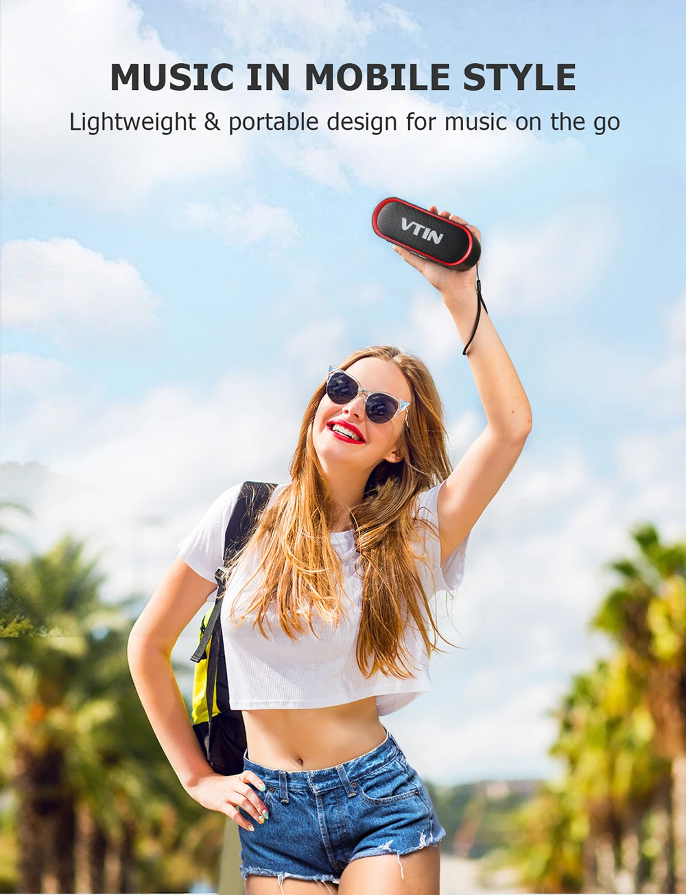 

VTIN Outdoor Bluetooth 5.0 Speaker Wireless Portable Loudspeaker IPX5 Waterproof Super Bass With 24 Hrs Playtime Music Speaker