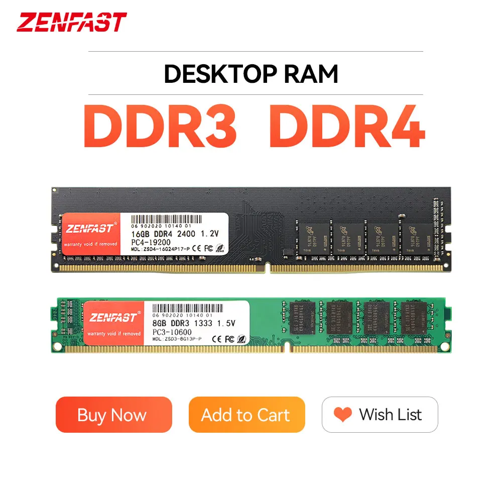Оперативная память ZENFAST ddr4 ddr3 16 ГБ 4 8 32 настольная Udimm 1333 МГц 1600 2133 2400 2666 новая ОЗУ