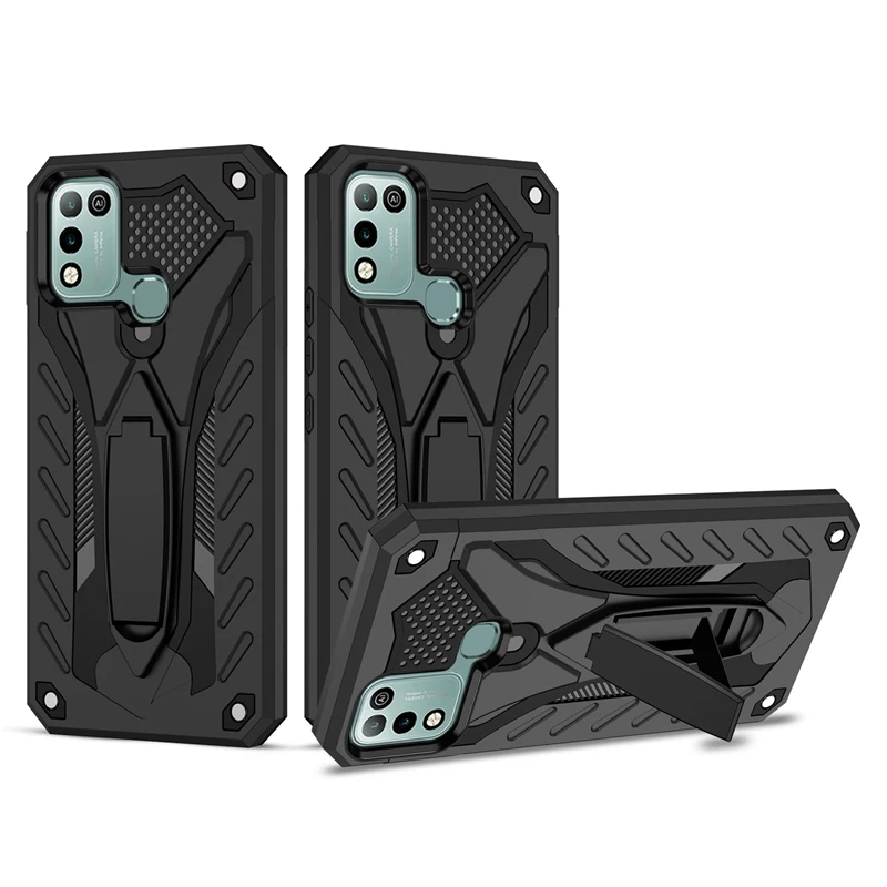 anti knock armor shockproof phone case for infinix hot 10 9 play 10s nfc 10 lite smart 5 kickstand holder protective back cover free global shipping