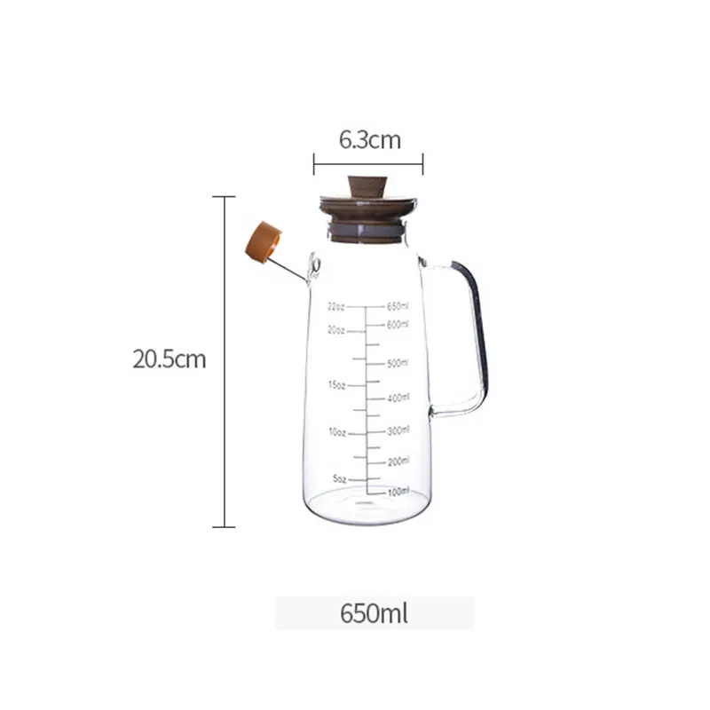 

650ML High Borosilicate Glass Oiler High Temperature Resistance Bigger Capacity Leak-Proof Olive Oil Sauce Vinegar Pot Bottles