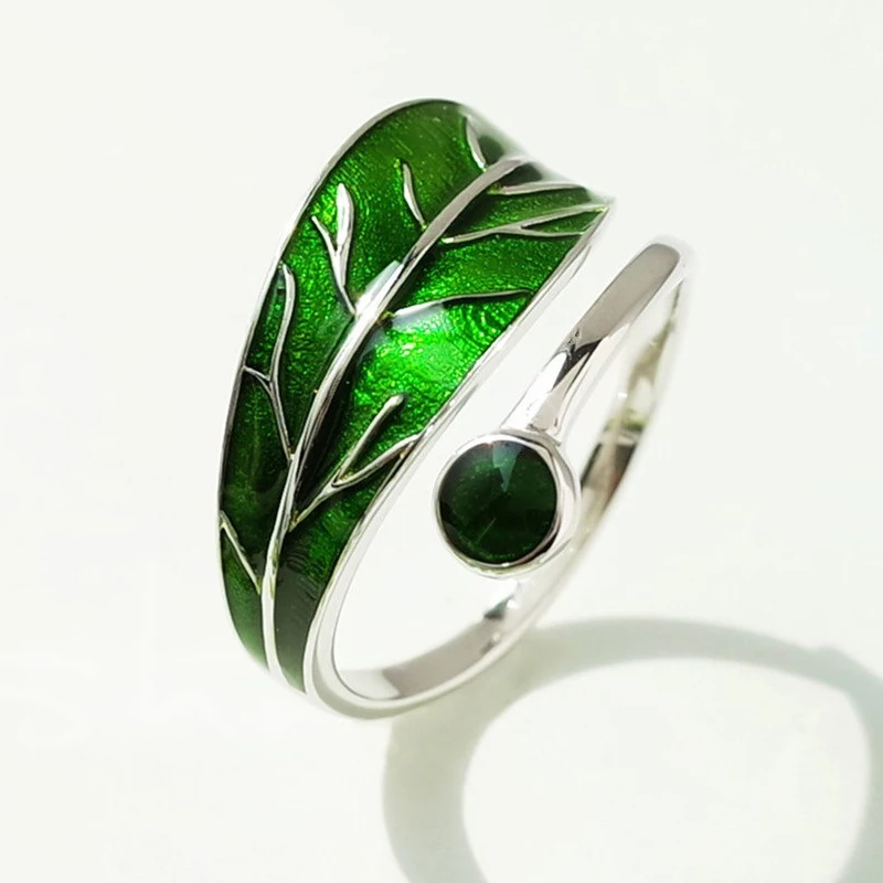 

Sterling Silver Olive Tree Ring Adjustable Wrap Open Ring Fashion Jewelry Gift for Women Girl BUTT666