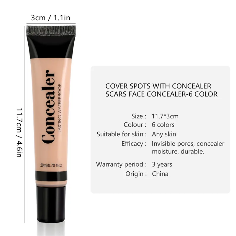 Full Cover 6 Colors Liquid Concealer Makeup 20ml Eye Dark Circles Cream Face Corrector Waterproof Make Up Base Cosmetic | Красота и