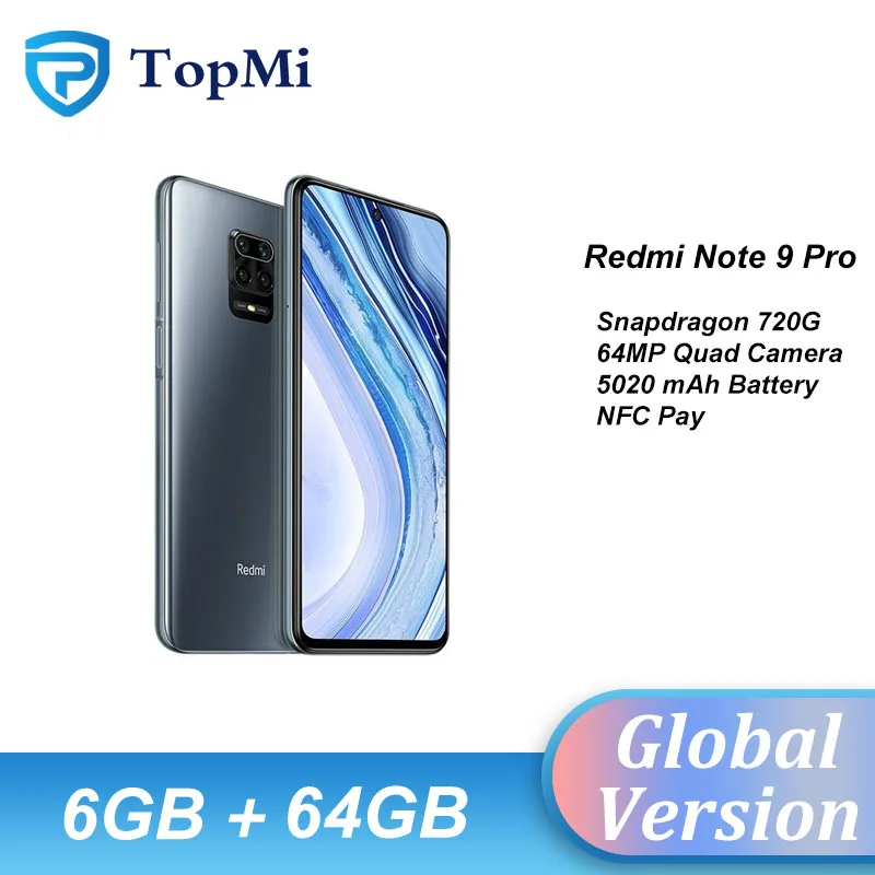 Смартфон Xiaomi Redmi Note 9 Pro 6 ГБ ОЗУ 64 Гб ПЗУ четырехъядерный процессор Snapdragon 720G экран 67