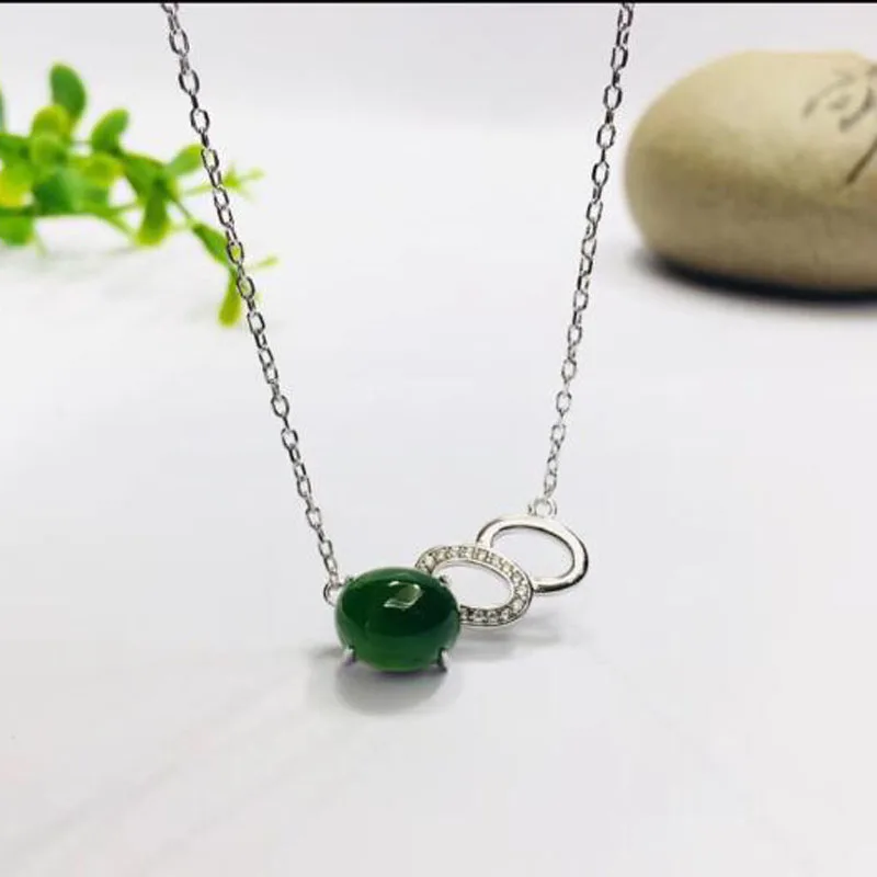 Натуральная китайская Нефритовая цепочка с зеленым нефритом Красивая подвеска