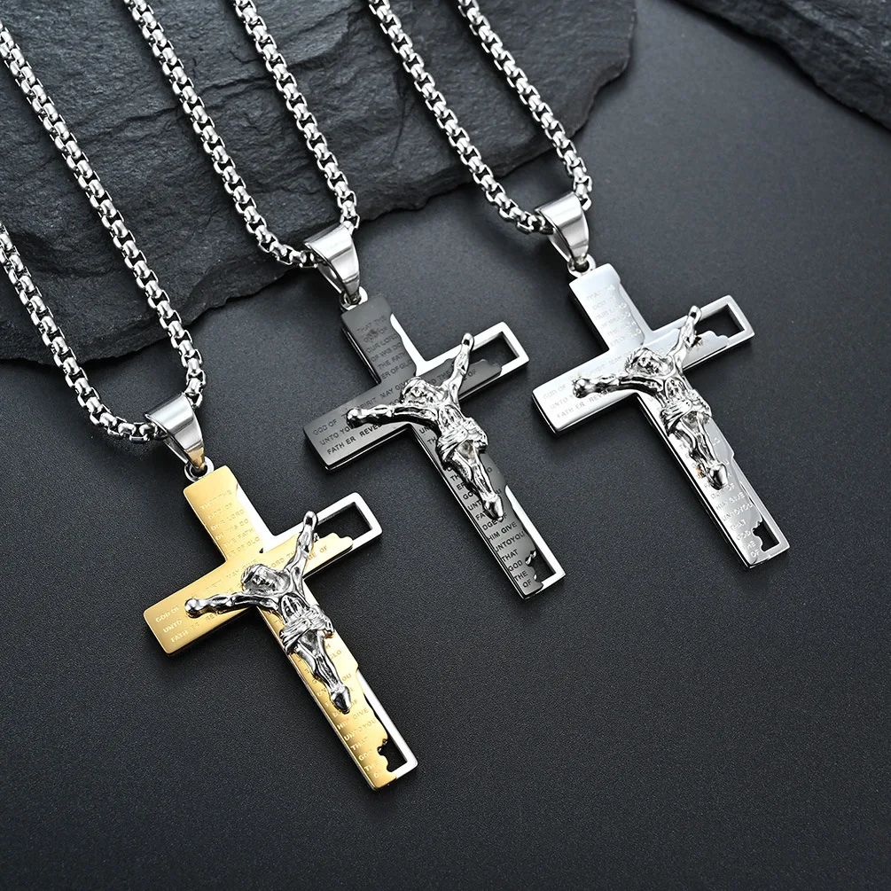 

European And American Original Popular Simple Generous Cross Trendsetter Pendant Titanium Steel Necklace For Men Women