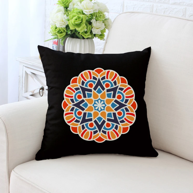 Квадратные наволочки с геометрическим принтом в стиле Марокко на талии для