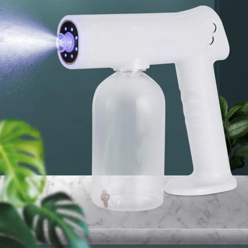 

Portable Electric Sanitizer Sprayer Blue Light Rechargeable Nano Steam Water Spray Gun Home Disinfection Machine Air Cleaner