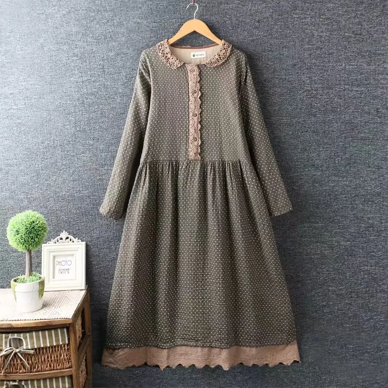 Осень/Зима 2019 новое качественное женское плотное многослойное Хлопковое платье